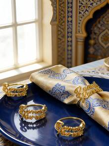 4-12pcs Zinc Alloy Letter Napkin Rings, Suitable For Ramadan, Eid Al-Adha, Dining Table Decor, Home Decor - Multicolor - View 3