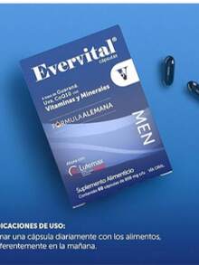 Bomuca - Evervital Men 60 Cápsulas, Suplemento Alimenticio, Vitaminas y Minerales, Guarana, CoQ10, Lutemax 2020, - Neblina azul - Ver 6