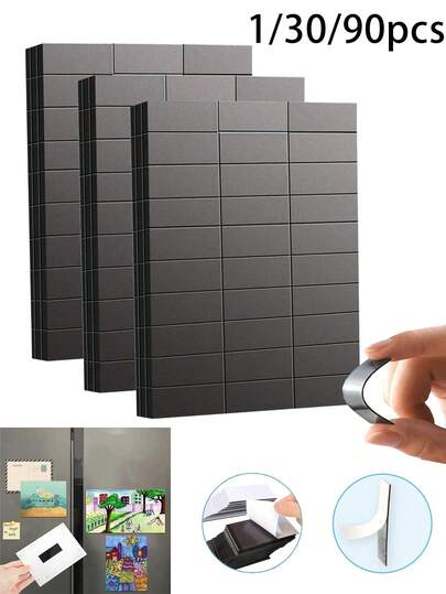 1/30/90pcs Self-Adhesive Magnets, Non-Damaging Magnetic Attachment, Multipurpose Mini Magnets Suitable For DIY Crafts, Whiteboards, Refrigerators, Notes, Photos, Weddings, Parties, Holiday Posters, Home Office Decor