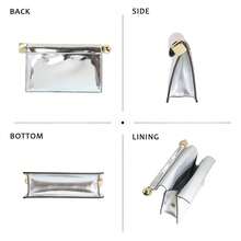 PU Leather Clutch Bag For Women Versatile Folding Evening Purse Metal Decoration Crossbody For Banquet Party - 銀色 - 查看 5
