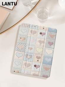 1pc Plaid, Heart, Dot Pattern Flat Protective Case, Compatible With Apple 10.2" / Pro 11" 2020/2021, (A16) 11" 11th Gen 2025, 9th/10th Gen, Air 4th 10.9", Galaxy Tab S6 Lite 10.4", /, Anti-Drop, With Pen Slot, Sleep/Wake Support, Romantic Valentine's Day Gift - Multicolor - View 3