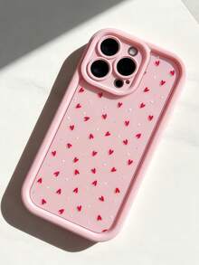 1pc Creative Pink Cute Polka Dot Heart Gradient Perforated Phone Case Compatible With Apple 11/11 Pro Max/12/12 Pro/12 Pro Max/13/13 Pro/13 Pro Max/14/14 Plus/16 Pro Max/17 Pro Max, Galaxy S25 Edge, 14C, Moto G Series, C55 - Pink - View 2
