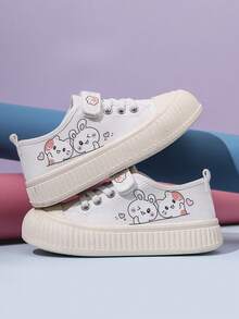 A Pair Of Boys' And Girls' Canvas Shoes, Autumn New Style, Children's Cloth Shoes, Girls' Spring And Autumn Shoes, Kindergarten Children's Soft Soled Board Shoes, Girl's Shoes Suitable For All Seasons - White - View 4