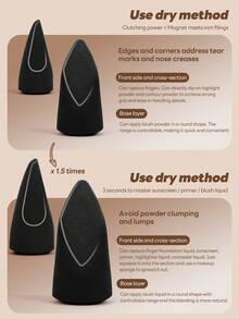 MAANGE 1/5/12/30pcs Triangle Makeup Sponges, Flocked Powder Puffs, Dry Use, Portable, Suitable For Travel, Makeup, Home Decor, Vanity, Bedroom, Makeup Accessories, Powder Puff, Makeup Blender, Makeup Sponge, Affordable, Christmas Gift, Cosmetics, Makeup Tools, Cheap & Good, Gift, Women Gift, Christmas Gift - Black - View 5