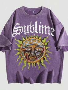 2026 Summer Tops Retro Sun Face Skull Print, T-Shirt, SUBLIM Band Style Free Theme Loose Short Sleeved ShirtLoose And Comfortablesummer Clothes - Purple 01 - View 12