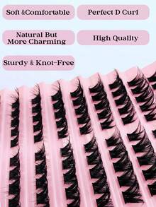 Asiteo 100 piezas Extensiones de pestañas individuales D Curly de 12-16mm en un conjunto mixto, naturales y suaves para un efecto de alargamiento, pestañas adecuadas para un maquillaje diario o fiestas - D - Ver 3