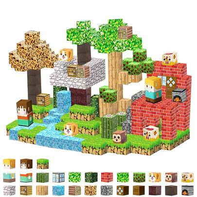 Forest Home Magnetic Building Blocks (90/200/300/500 Pcs), Progressive Construction Toy For Children To Develop Hands-On Skills And Nature Awareness