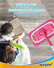 Reusable Wet Pads Refills Compatible With  Sweeper Mop, Dry Sweeping Cloths, Microfiber Wet Mopping Cloths For Hardwood Floor Cleaning, 6 Pack (Mop Is Not Included) - Bộ 4 màu hồng - Xem 8