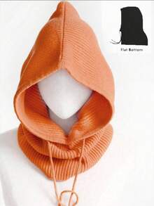 1pc Unisex Wool Blend Knitted Balaclava Hat, Warm & Soft Beanie Cap With Drawstring, Adjustable Neck Warmer For Autumn/Winter - Multicolor - View 34