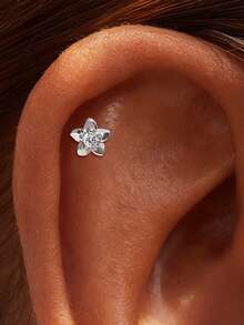 1件925纯银莫桑石浪漫星月耳钉,低过敏性纯银平底耳骨耳廓穿孔耳钉,适合女性日常佩戴、派对、婚礼和宴会等场合。 - 銀色 - 查看 8