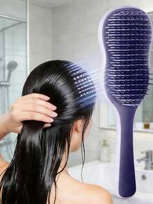 1支干湿两用按摩梳，带防滑手柄 - 女性必备护发配件，适用于卷发、直发、粗发和细发，造型工具 | 便携式日常必备，令秀发柔顺亮泽，不打结 - 彩色 - 查看 1