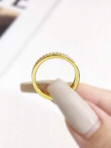 1枚独特浪漫镂空单层全钻莫桑石925纯银奢华订婚戒指、情侣戒指、周年纪念戒指、女士珠宝礼物、情人节礼物 - 鏤空莫桑戒指 - 查看 3