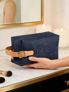 Dior限量版帆布化妆包 - 大号洗漱包，奢华圣诞假日礼物 - 寶藍色 - 查看 8