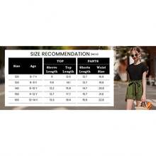 Girls 2 Piece Summer Outfit Drop Shoulder Batwing Sleeve Top & Paperbag Waist Shorts Set 6-14 - Black+Leopard - View 8