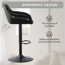 AINPECCA Bar Stools Set Of 2/4 Modern Height Adjustable Swivel Breakfast Bar Stools With Velvet Cushion Arms Backs Barstools For Home Counter Kitchen - Black - View 9