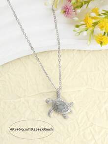 1pc Summer Vacation Style Cute Sea Turtle Pendant Necklace, Ocean Life Necklace For Women - Multicolor - View 6