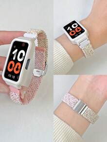 1pc Set Unisex Elastic Breathable Adjustable Braided Watchband And Soft Cute Hollow PC Protective Case, Compatible With Mi Band 10/9/8/7/6/5/4/3/NFC,With Mi Smart Band 9 Active/8 Active/ Band 2,Compatible With Huawei Smart Band 10/9/8/7/6 Honor Band 9/7/6,With Galaxy Fit 3 - Multicolor - View 11