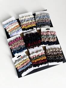 Bộ 4/5/6 dây buộc tóc xếp ly nhiều màu sắc, phụ kiện tóc tối giản thanh lịch cho kiểu tóc hàng ngày. - Nhiều màu - Xem 3