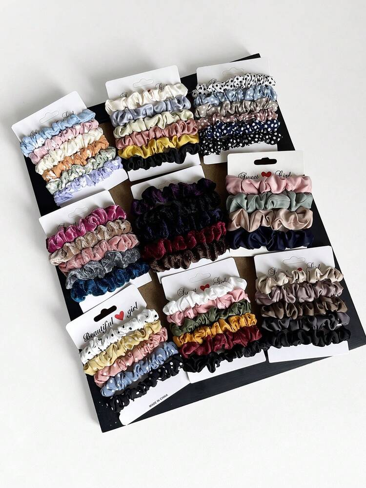 4/5/6pcs Multicolor Pleated Scrunchies Set, Minimalist Elegant Hairstyle Accessories For Everyday Wear - Multicolor - View 3
