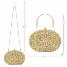 Bolsos de mano con brillantes para mujer, bolso de noche formal con strass para fiesta, boda, cóctel y baile - Embrague dorado - Ver 7