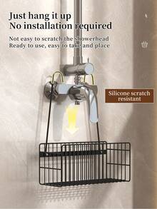 1个悬挂式淋浴置物架，无需钻孔，浴室收纳架，洗漱用品架，适合存放淋浴用品和护肤品，金属材质，浴室配件 - H/W - 查看 6