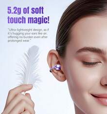 Trymiss K521 Audífonos clip Bluetooth In-ear Mini Corazón Auriculares Con Micrófono Audífonos Para El Gym Manos Libres Audífonos Gamer Bluetooth San Valentin Regalo Para Mujer 14 De Febrero - Morado - Ver 3