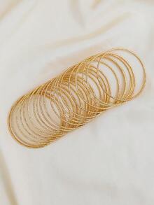 Pulsera de brazalete con 20 bucles de estilo nuevo con brillo y cielo estrellado, de moda europea y americana 2.0 con diseño reforzado, adecuada como regalo, para uso diario y fiestas - Amarillo Oro - Ver 4