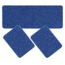 Set Of 3 Non-Slip Kitchen Mats, Low Pile, Washable - Navy Blue - View 2
