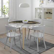 Marble Round Fitted Tablecloth With Elastic Edged, Circle Tablecover Waterproof  Household Table Cover For Outdoor Indoor Patio Kitchen,Home Kitchen Dining Camping Table Decor 40~50 In - Marble Gold Leaf - 查看 7