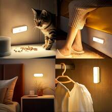 1pc Wall-Mounted Reading Light, Adjustable Brightness Sticky Double-Layer Bed Lamp, Magnetic Cabinet Undershelf Lighting, Rechargeable Battery Powered, Wireless LED Light, Suitable For Wardrobe And Kitchen, Portable, Suitable For Makeup - Multicolor - View 4