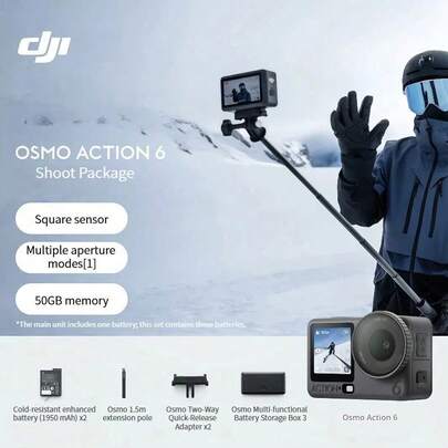 dji Osmo Action 6 Sports Camera, Travel & Outdoor Photography, Adjustable Aperture Vlog, Motorcycle, Mountain Biking, Diving, Hiking, Handheld 4K Camcorder