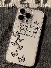 Butterfly Painted Transparent Minimalist Fashion Creative Shockproof Phone Case Compatible With IPhone 17/17Pro/17ProMax, 16/11/16Pro/16Plus/16ProMax/16E/15ProMax/13/14/12/XS/XR/7G/8P, Galaxy S25/S25Plus/S25 Ultra/A16/A36/A26/A56/A50/A12/A32 - Multicolor - View 1