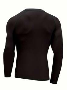 Custom Men's Basic Skins Long Sleeve Rash Guard Swim Shirts Personalized Print Quick Dry Bathing Shirt For Men Fishing Surfing- Add Your Image Photo Design Special Gift - 黑色 - 查看 4