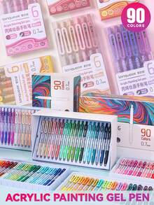 Bộ 90 bút gel màu Languo, hộp quà tặng 90/72/54/36 màu và 6 chủ đề màu sắc (15 lựa chọn), bút gel bấm, bút màu dung lượng cao, thích hợp để phác thảo, vẽ nguệch ngoạc, viết tay, tô sáng, dụng cụ mỹ thuật và văn phòng phẩm, món quà tuyệt vời cho bé trai/bé gái, học sinh, mùa tựu trường, giáo viên. - Chủ đề màu sắc - Xem 1