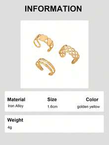 Set ajustable de 3 anillos para los dedos del pie - Amarillo Oro - Ver 6