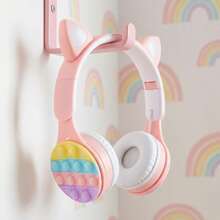 Foldable Wireless Headphones With Microphone, Retractable, Bubble LED Lights, HiFi Bass, Cheap Gift For Women, Online Class, Stress Relief - Pink - View 5