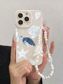 海龟彩绘镂空米色手镯式手机壳，简约创意防震手机壳，兼容 17/17Pro/17ProMax/16/11/16Pro/16Plus/16ProMax/16E/15ProMax/13/14/12/XS/XR/7G/8P，Galaxy S25/S25Plus/S25Ultra/A16/A36/A26/A56/A50/A12/A32 S26 S26Plus - 彩色 - 查看 1