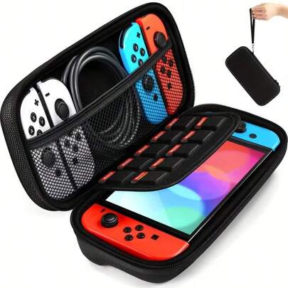 1pc Switch Game Console Carrying Case, Compatible With NS/OLED, EVA Hard Shell Zipper Protective Bag, Shockproof And Scratch-Resistant, Suitable For Console Storage, Outdoor Play, Daily Carry, Accessory Storage, Game Travel Protection (Game Console Not Included)