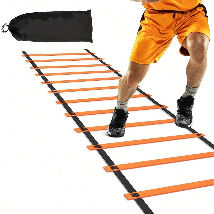 1pc Black Rope & Orange Slice Agility Ladder Speed Training Equipment, Sports Agility Ladder Fitness Ladder, Suitable For Football, Speed Training, Football Fitness Foot Training - Orange - View 1