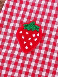 Baby Girl Summer Dress, Red & White Plaid, Strawberry Embroidery, Ruffle Collar, Sweet & Cute Outfit - Red - View 6