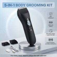 Men's Professional Body Groomer & Electric Shaver – Full Body Hair Trimmer With Ceramic Blade, Precision Grooming For Beard, Chest & Body, Low Noise, Waterproof Design, USB Rechargeable For Gym, Travel & Daily Care, Ideal Christmas Gift For Men - Black - View 10