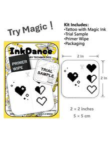 1 Kit "8-Bit Heartbeat" Revolutionary Technology Tattoos, Semi-Permanent Tattoos, Temporary Tattoos, Long Lasting, Men Women Fake Tattoos, Water-Resistant, Authentic Tattoo Look, Plant-Based, Present MNF068 - Black - View 3
