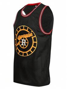 Áo thun nam thêu logo bóng rổ số 81 màu đen, không tay, cổ chữ V, thích hợp cho tiệc tùng và thể thao. - màu đen - Xem 2