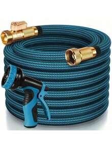 LOVFEN 100ft Heavy-Duty Garden Hose, Non Expandable ,With 3/4" Solid Brass Fittings, Leakproof Design, Durable Rubber Material, US Standard Threads - Perfect For Gardening, Cleaning, Forestry 25FT/50FT/75FT/100FT/150FT KIT - Green - 查看 4