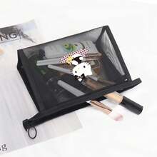 1pc Large Capacity Transparent Mesh Cosmetic Bag, Portable Travel Skincare & Toiletry Organizer Pouch - Multicolor - View 5