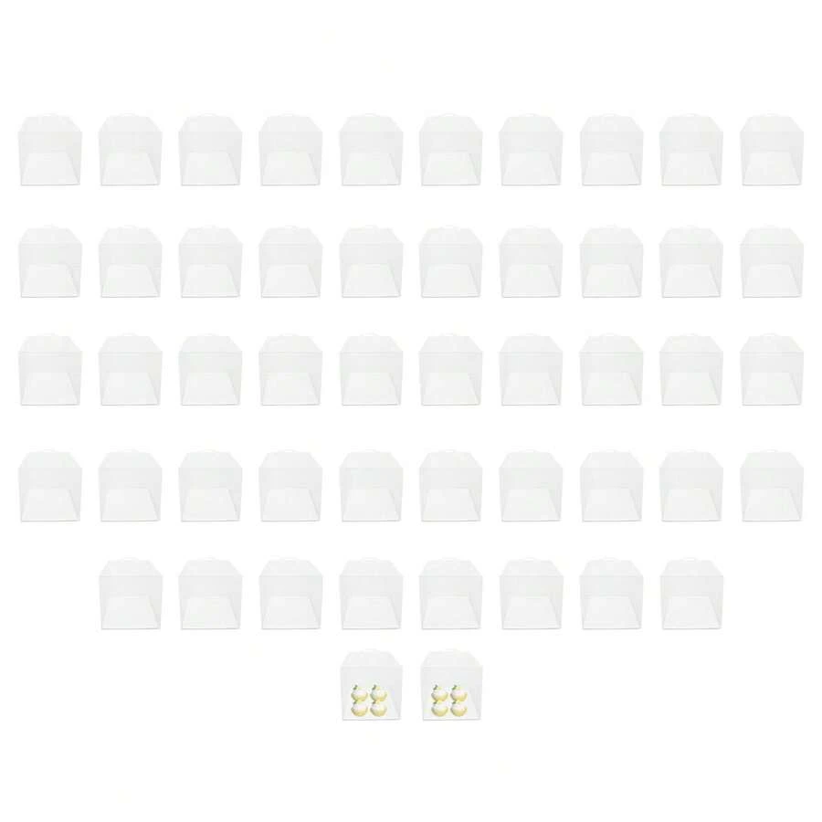 HOHOBLA 50Pcs Clear Cake Carrier Boxes, Square Dessert Boxes With Lid And Handle 50 Sets Mini Cupcake Boxes Plastic Cake Box Square Clear Cake Boxes For Birthday Home Party Wedding Banquet - 5.9*5.9*5.9 In - View 1