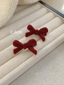 10个红色植绒蝴蝶结发夹，小巧发卡刘海夹，女孩发饰 - 彩色 - 查看 11