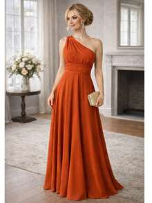 Bridesmaid Dress Party Guests Reception Graduation Without Shine Limp Mule In Fluity - Burnt Orange - View 1