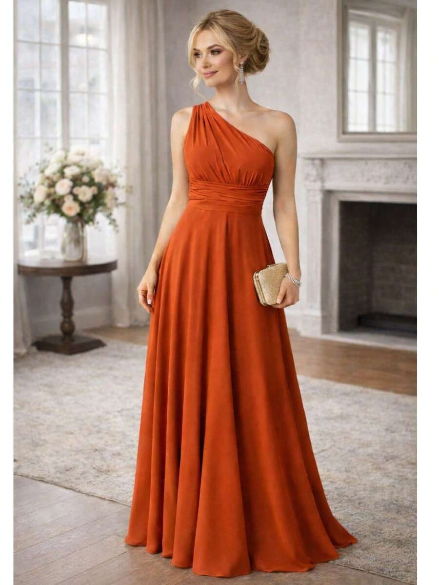 Bridesmaid Dress Party Guests Reception Graduation Without Shine Limp Mule In Fluity - Burnt Orange - View 1