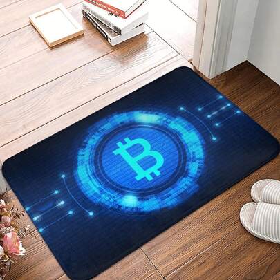 Bitcoin Cryptocurrency Crypto Digital Code Doormat Mat Anti-Slip BTC Blockchain Bath Kitchen Garage Rug Carpet 40_60cm(1)
